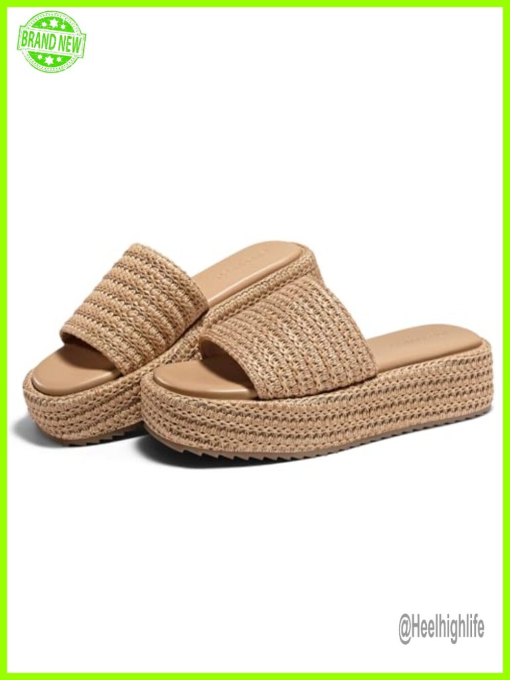 Raffia Espadrille Platform Sandals Boho Slip On Square Toe Cute Summer Slides